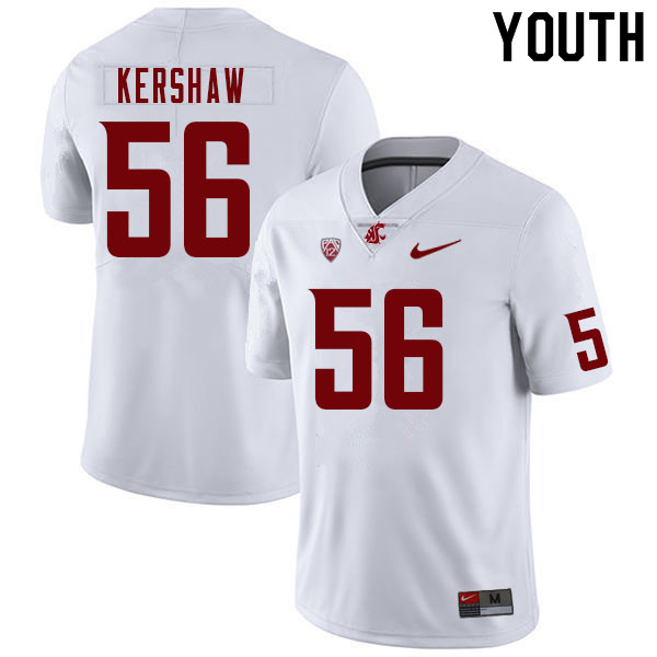 Youth #56 Ryan Kershaw Washington State Cougars College Football Jerseys Sale-White